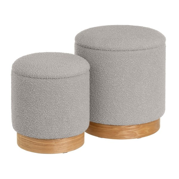 Šviesiai pilkos spalvos pufai 2 vnt. iš boucle – Casa Selección