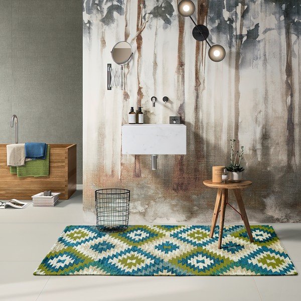 Skalbiamas kilimas žalios spalvos/mėlynos spalvos 55x190 cm Avana Oasi – Floorita-image-1