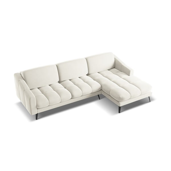 Kreminės spalvos iš velveto kampinė sofa (su dešiniuoju kampu) Nalu – Makamii-image-3