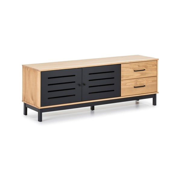 Televizoriaus komoda su medine konstrukcija ir juodomis detalėmis "Marckeric Alessia-image-2