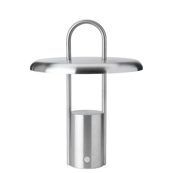 Sidabrinės spalvos iš nerūdijančio plieno stalinis šviestuvas LED su pritemdymo funkcija (aukštis 25 cm) Pier – Stelton