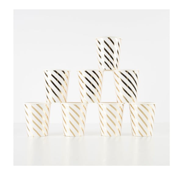 Iš popieriaus vienkartiniai puodeliai 8 vnt. Gold Swirl – Meri Meri-image-4
