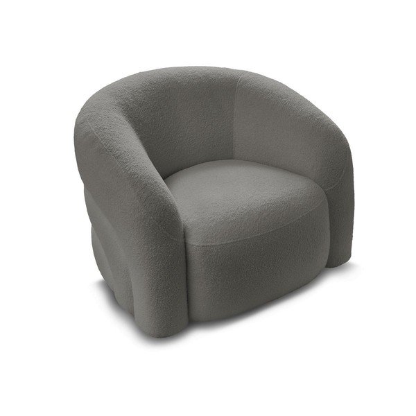 Pilkos spalvos pasukamas krėslas iš boucle Elina – Bobochic Paris-image-3