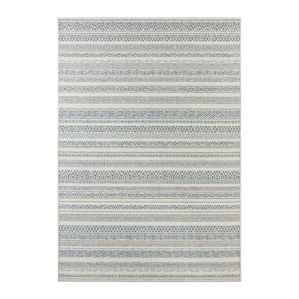 Šviesiai kreminės ir mėlynos spalvos lauko kilimas "Elle Decoration Bloom Torcy", 200 x 290 cm