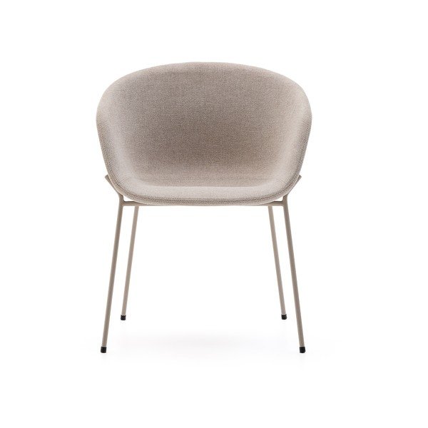 Smėlio spalvos iš audinio valgomojo kėdė su porankiais Yvette – Kave Home-image-3