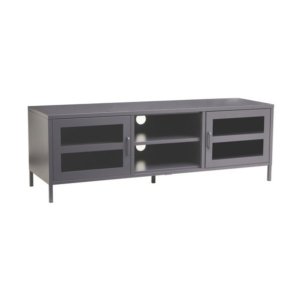 Pilkos spalvos iš plieno TV spintelė 150x50x45 cm Acier – Premier Housewares