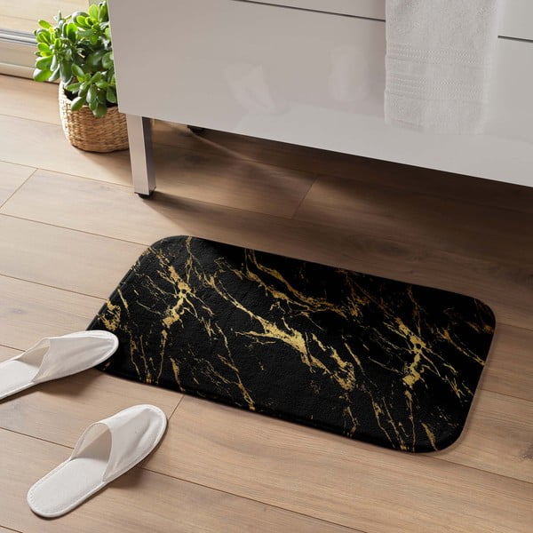 Juodos spalvos/auksinės spalvos vonios kilimėlis 45x75 cm Aquamarbre – douceur d'intérieur-image-1