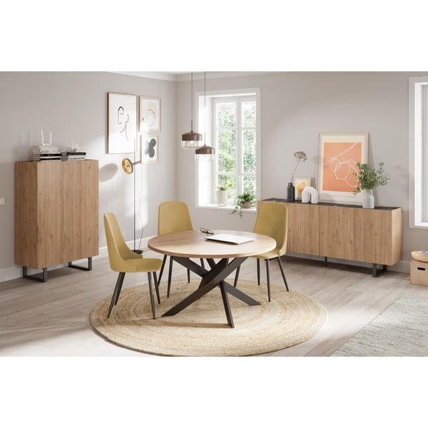 Apvalus valgomojo stalas su ąžuoliniu stalviršiu 120x120 cm Ther - Marckeric-image-1