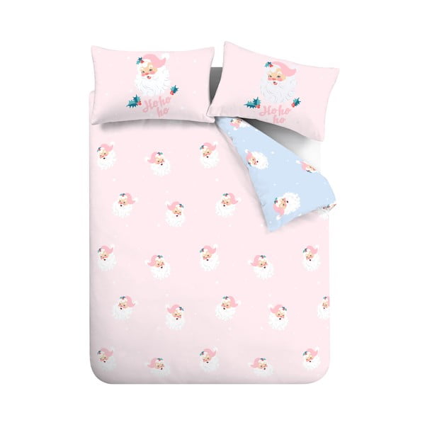 Rožinės spalvos dvigulė/itin ilga patalynė 230x220 cm Vintage Christmas Santa – Catherine Lansfield