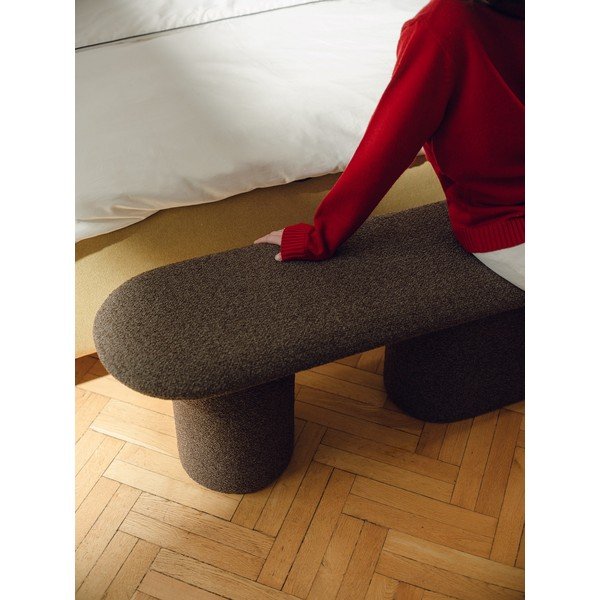 Rudos spalvos paminkštinto audinio suolas iš boucle Rull – noo.ma-image-1