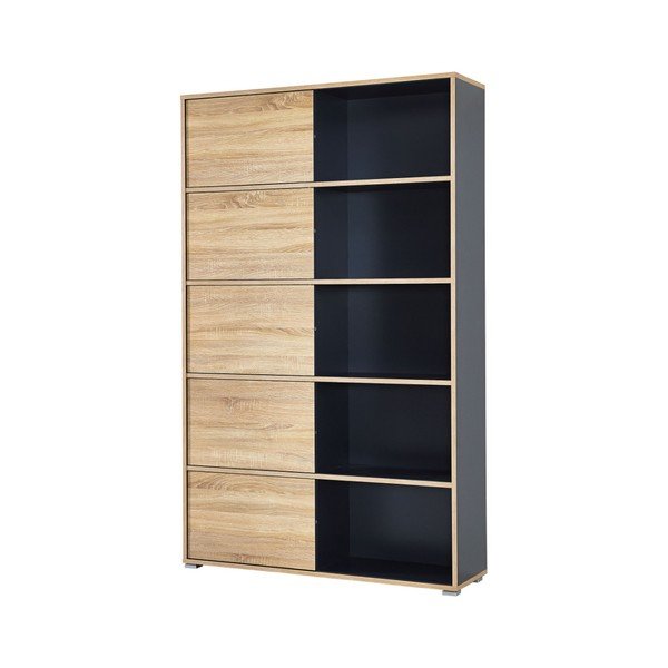 Juoda knygų spinta su stumdomomis durimis Germania Slide-image-4