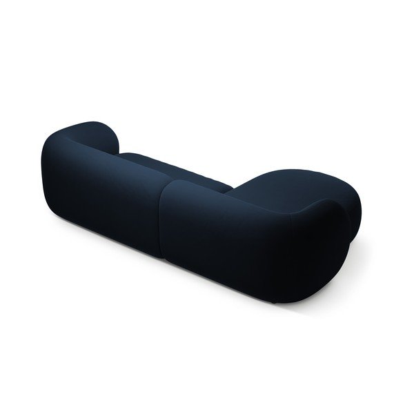Mėlynos spalvos kampinė sofa iš velveto (su kairiuoju kampu/su gultu) Kate – Micadoni -image-2