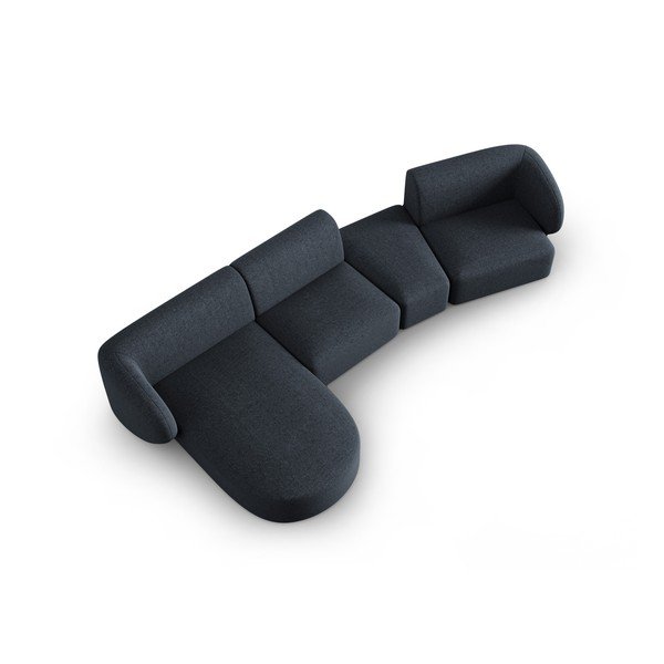 Mėlynos spalvos iš šenilinio audinio kampinė sofa (su kairiuoju kampu/su gultu) Paolo – Milo Casa-image-1