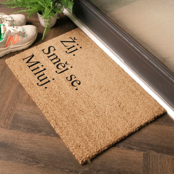 Iš kokoso pluošto grindų kilimėlis 40x60 cm Žij a Miluj – Artsy Doormats-image-1