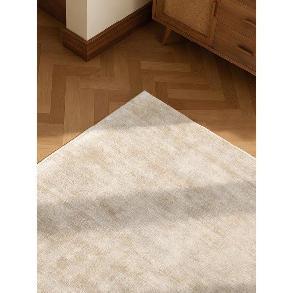 Rankų darbo dramblio kaulo spalvos iš viskozės kilimas 80x150 cm Noemi – Vikosa-image-1