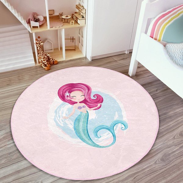 Vaikiškas kilimas rožinės spalvos ø 80 cm Comfort – Mila Home-image-3