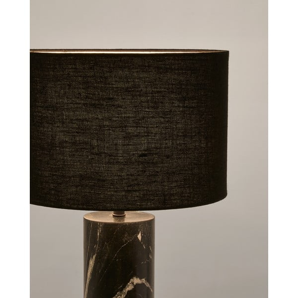 Juodos spalvos iš marmuro stalinis šviestuvas (aukštis 57 cm) su tekstiliniu gaubtu Vex – Kave Home-image-2