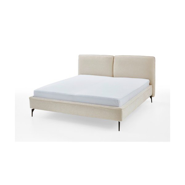 Dramblio kaulo spalvos dvigulė lova audiniu dengta be grotelių 160x200 cm Infinity – Meise Möbel-image-4