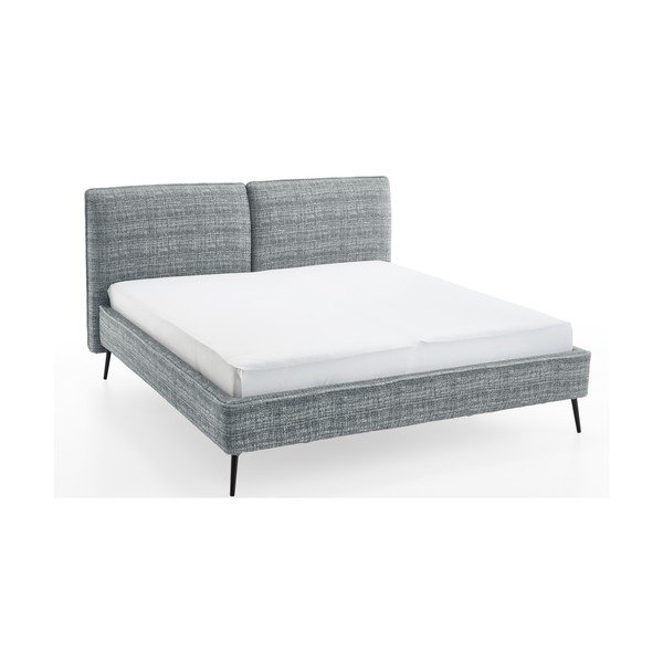 Mėlynos spalvos dvigulė lova audiniu dengta be grotelių 160x200 cm Infinity – Meise Möbel