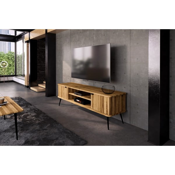Natūralios spalvos ąžuolinis TV staliukas 180x57 cm Kula - The Beds-image-4