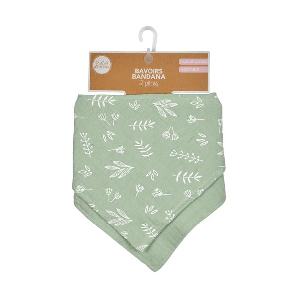 Iš muslino seilinukai komplekte žalios spalvos 2 vnt. – Bébé Douceur-image-4