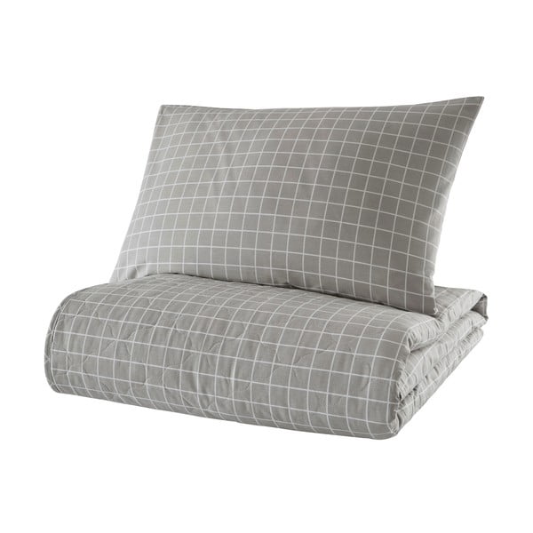 Pilka medvilninė lovatiesė su pagalvės užvalkalu Mijolnir Monte, 180 x 225 cm