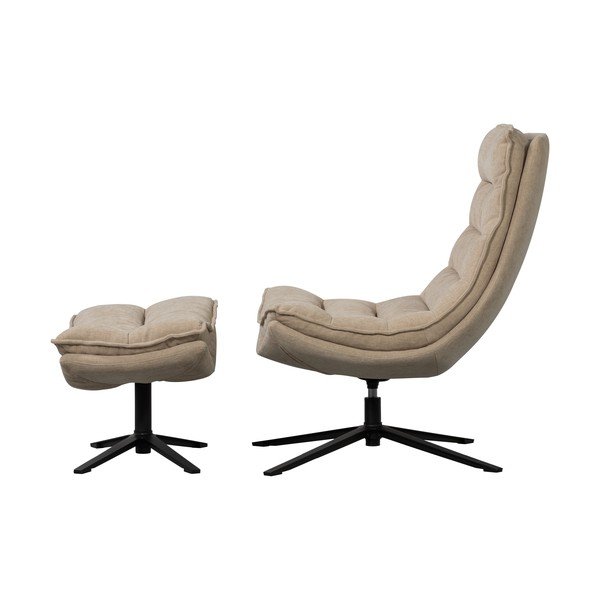 Natūralios spalvos iš šenilinio audinio pasukamas fotelis su atrama kojoms Kube – WOOOD-image-2