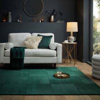 Rankų darbo iš vilnos kilimas smaragdinės spalvos 120x170 cm Demi Check Ombre – Flair Rugs