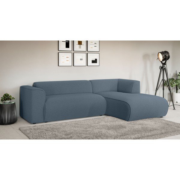 Mėlynos spalvos kampinė sofa (su dešiniuoju kampu/su gultu) Merid  – Ropez-image-1