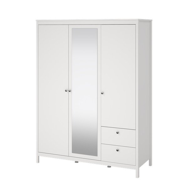 Baltos spalvos drabužių spinta su veidrodžiu 150x199x58 cm Madrid – Tvilum-image-4