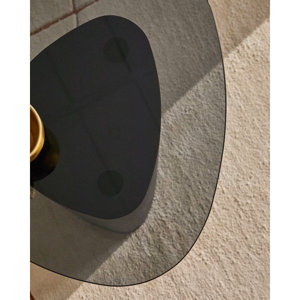Šoninis stalas su stikliniu stalviršiu 47x48 cm Olir – Kave Home-image-2