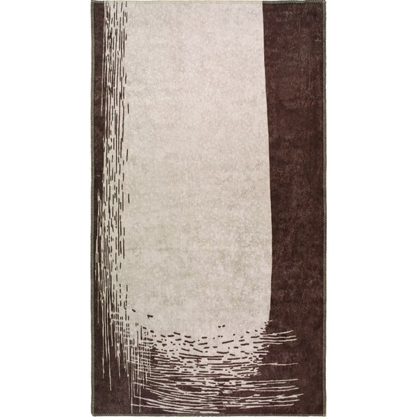 Tamsiai rudos ir kreminės spalvos plaunamas kilimas 150x80 cm - Vitaus