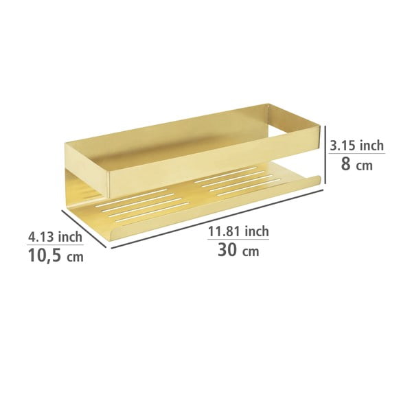 Aukso spalvos nerūdijančio plieno vonios kambario lentyna Genova - Wenko-image-3