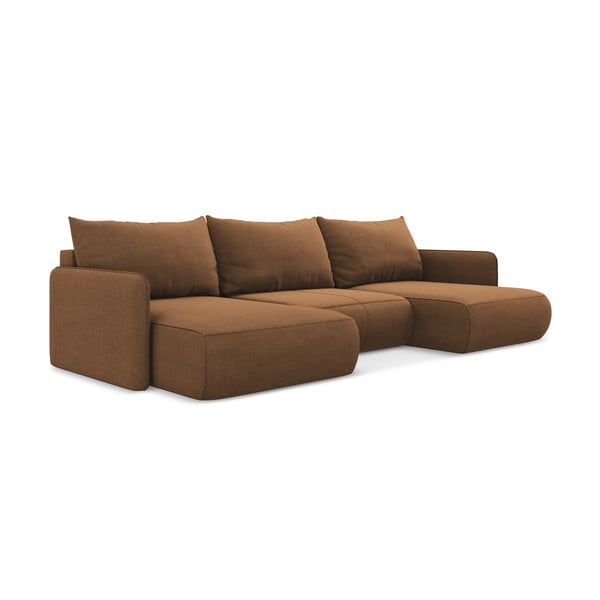 Oranžinės spalvos sulankstoma/su sandėliavimo vieta kampinė sofa Nanea – Makamii-image-3