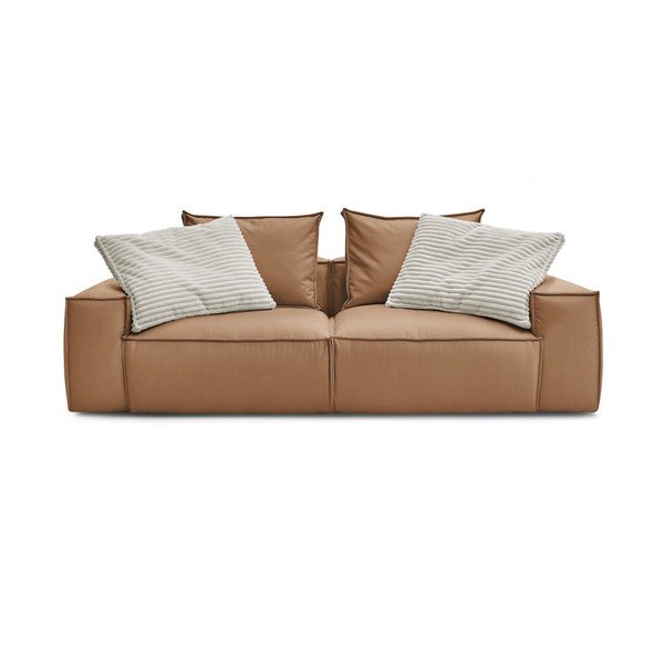 Iš dirbtinės odos sofa rudos spalvos 260 cm Boheme – Bobochic Paris-image-3