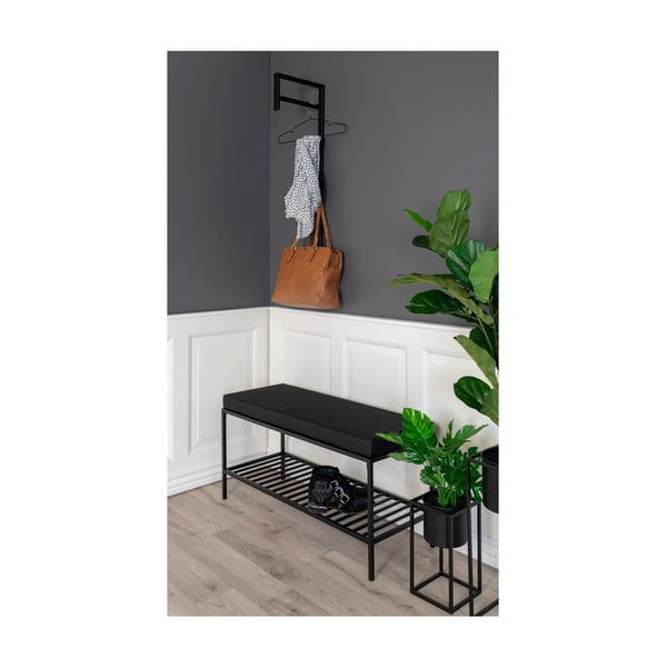 Iš metalo sieninė lentyna juodos spalvos Trento – House Nordic-image-4