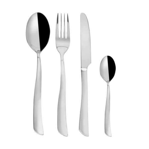 Sidabrinės spalvos stalo įrankiai iš nerūdijančio plieno 24 vnt. Shape – Orion