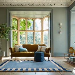 Rankų darbo iš vilnos kilimas mėlynos spalvos 160x230 cm Kai Wool Border – Flair Rugs
