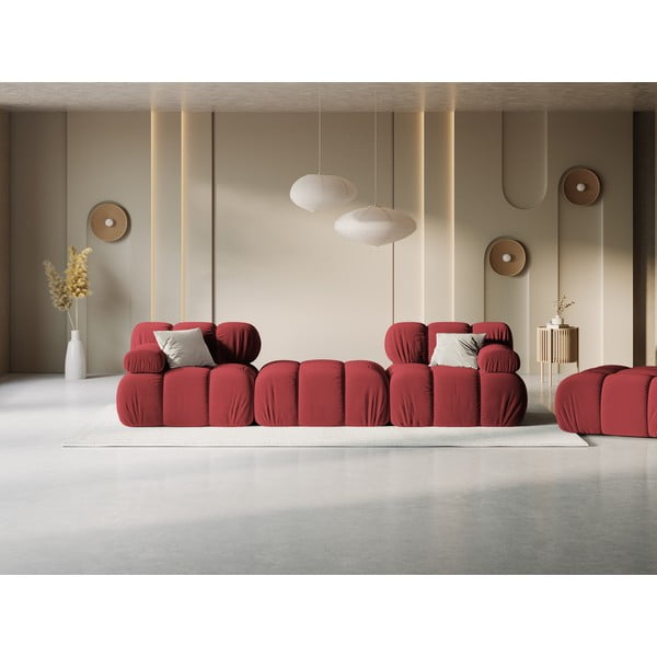 Kampinė sofa raudonos spalvos iš velveto Bellis – Micadoni Home-image-1