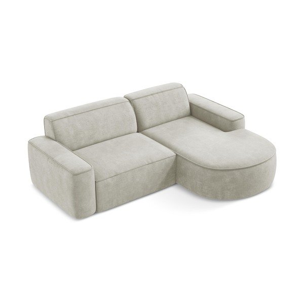 Kreminės spalvos iš šenilinio audinio kampinė sofa (su dešiniuoju kampu/su gultu) Omao – Makamii-image-4