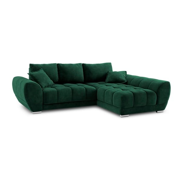 Žalios spalvos kampinė sofa-lova su aksomo apmušalais Windsor & Co Sofas Nuage, dešinysis kampas-image-2