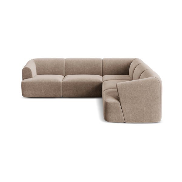 Šviesiai rudos spalvos kampinė sofa iš velveto Campi – Cosmopolitan Design-image-3