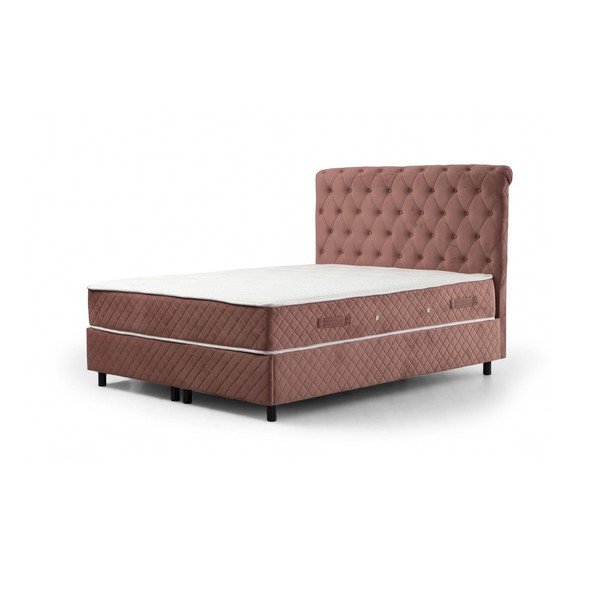Spyruoklinė lova rožinės spalvos su sandėliavimo vieta 140x200 cm Sonata – Kalune Design