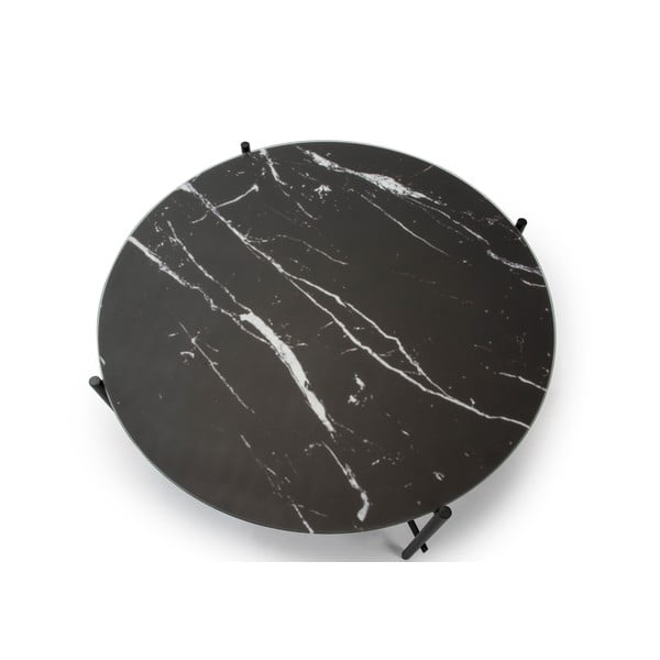 Juodos spalvos žurnalinis staliukas su marmurinio stiklo stalviršiu Marckeric, ø 84 cm-image-3