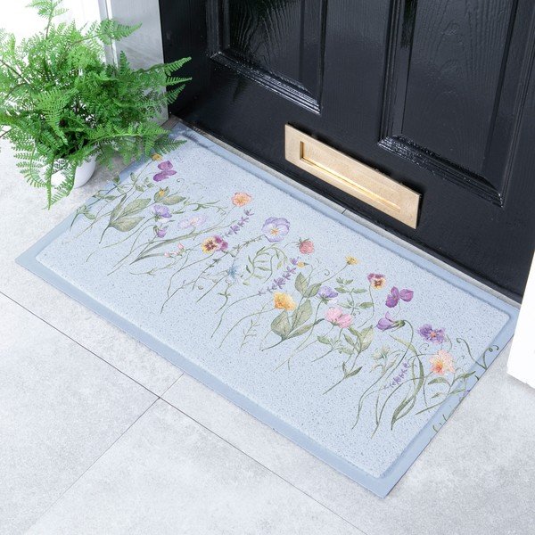 Iš PVC grindų kilimėlis 40x70 cm Blue Wild Flowers – Artsy Doormats-image-2