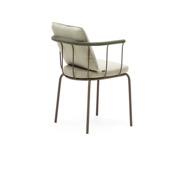 Žalia / smėlio spalvos metalinė sodo kėdė Salguer - Kave Home-image-4