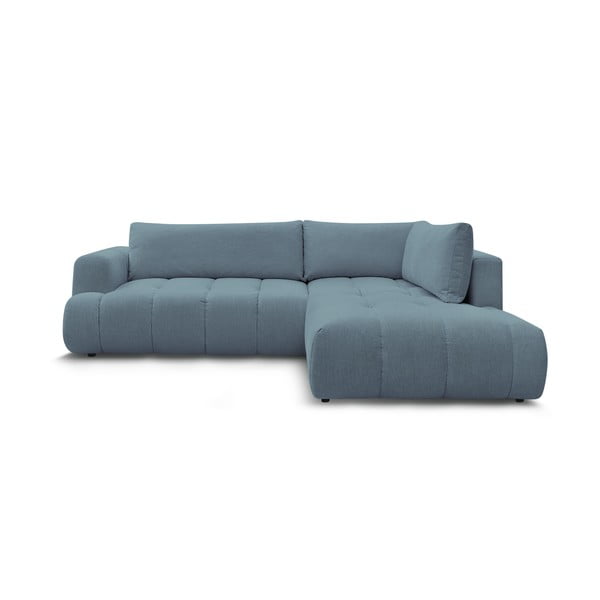 Mėlynos spalvos sulankstoma/su sandėliavimo vieta kampinė sofa (su dešiniuoju kampu/„L“ formos) Fuji – Bobochic Paris