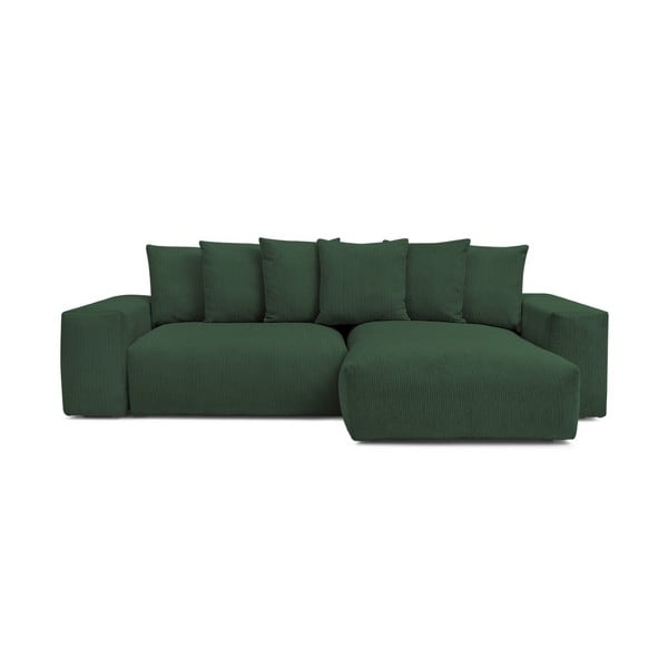 Žalios spalvos iš kordinio velveto sulankstoma/su sandėliavimo vieta kampinė sofa Voltaire – Bobochic Paris