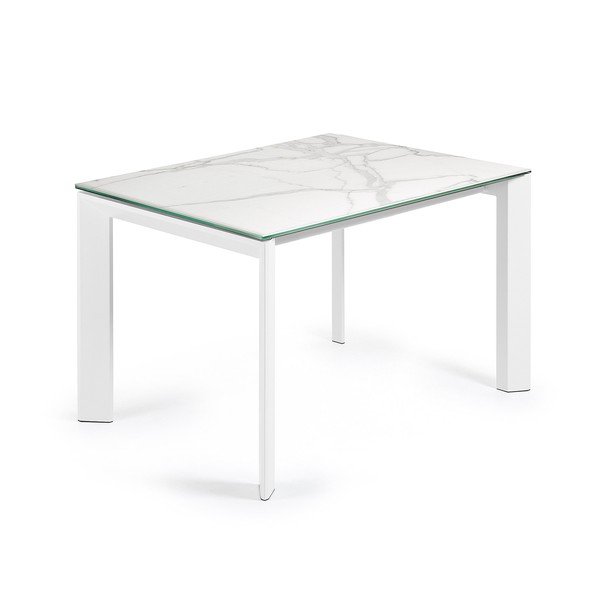 Prailginamas valgomojo stalas su papildomu stalviršiu su marmuro dekoro stalviršiu 80x120 cm Axis – Kave Home