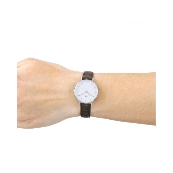 Moteriškas laikrodis su odiniu dirželiu ir baltu ciferblatu su sidabro spalvos detalėmis Daniel Wellington Petite York, ⌀ 28 mm-image-1